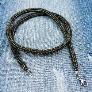 Matte Gray-Copper Men's Necklace-Men's Choker-Men's Beaded Necklace